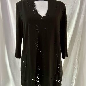 Forever 21 Black Distressed Cutout Tunic Top